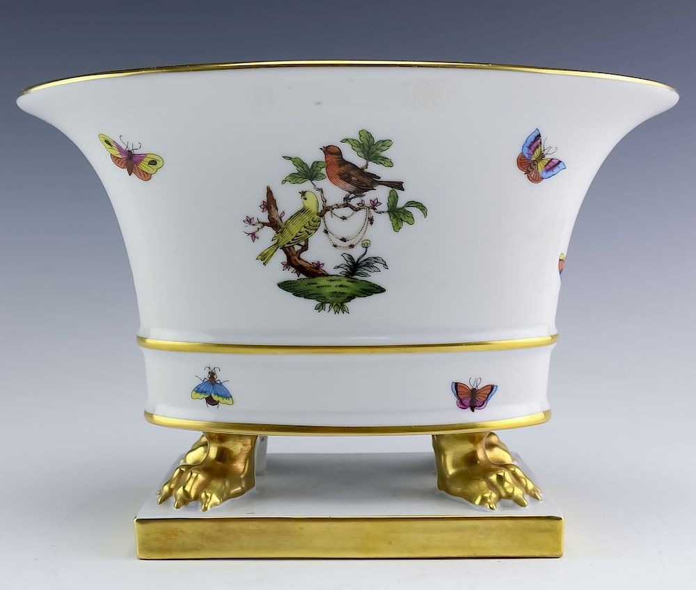 Appraisal: Herend Rothschild Bird Claw Footed Porcelain Urn Herend Hungarian footed