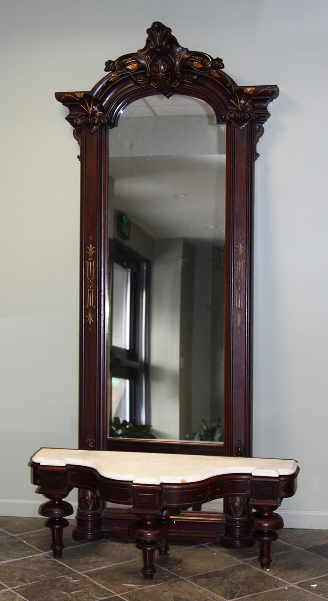 Appraisal: Victorian Pier Mirror w Associated Base Carved gilded