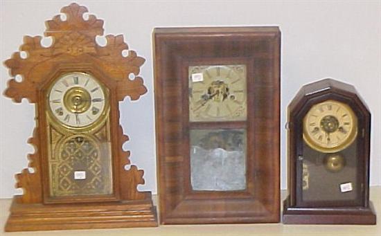 Appraisal: Three th C shelf clocks an E N Welch mahogany