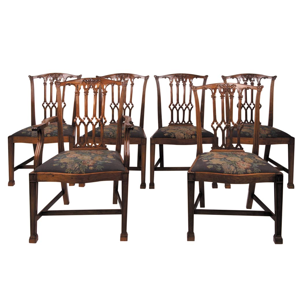 Appraisal: Set of Eight George III Style Mahogany Dining Chairs Waring