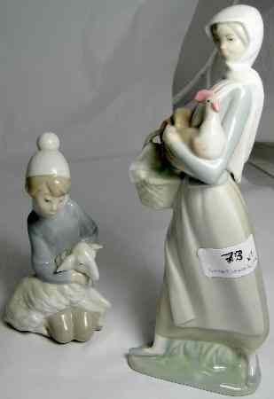 Appraisal: Lladro Figures Girl with Cockerell and Boy with Sheep