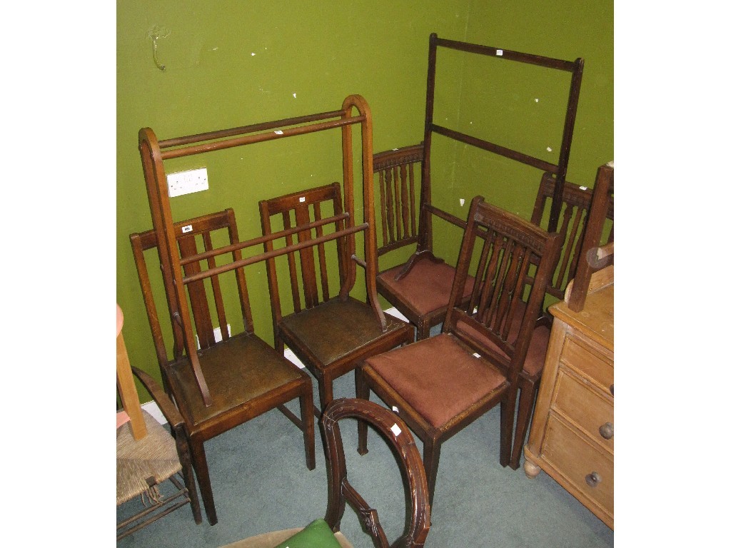 Appraisal: Lot comprising pair chairs three chairs and two towel rails