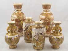 Appraisal: Three pairs of Satsuma vases measuring cm cm and cm