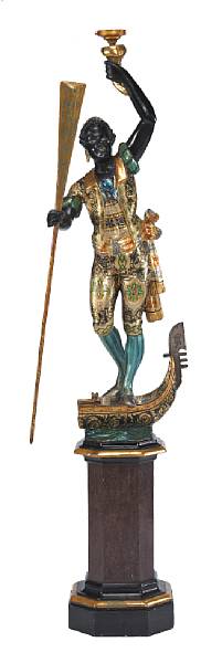 Appraisal: A Venetian polychrome and parcel gilt blackamoor figure on pedestal