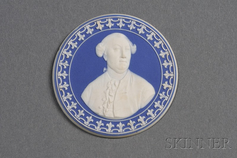 Appraisal: Wedgwood Dark Blue Jasper Dip Portrait Medallion of Jacques Necker