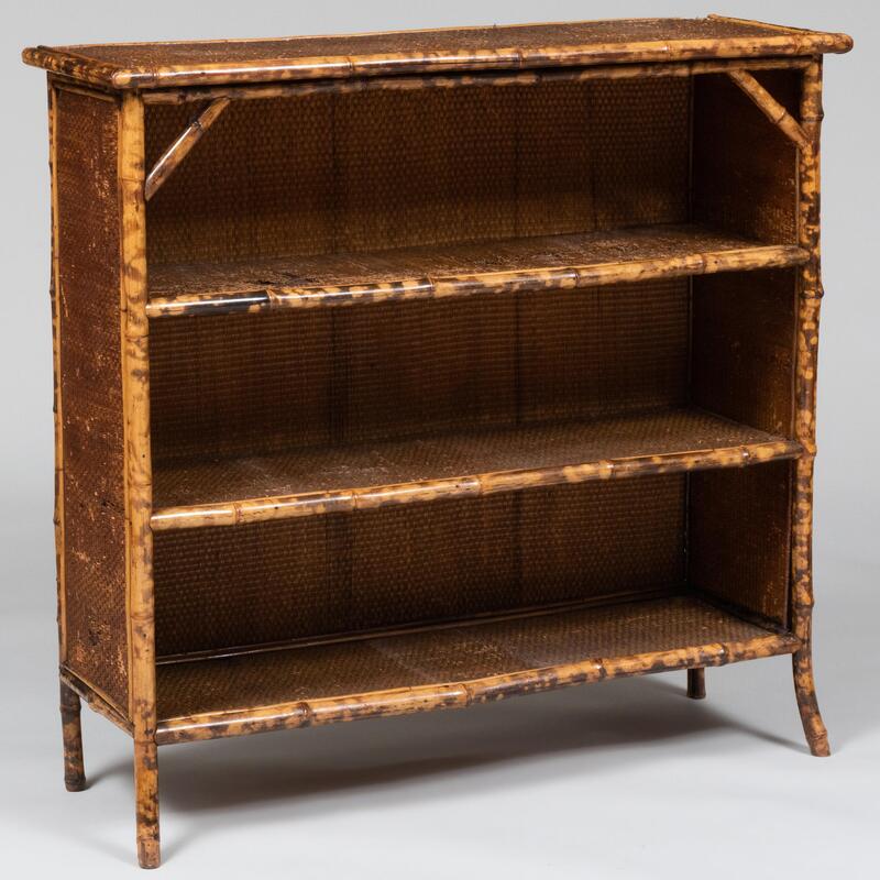 Appraisal: Victorian Bamboo and Woven Reed Lined Bookcase x x in