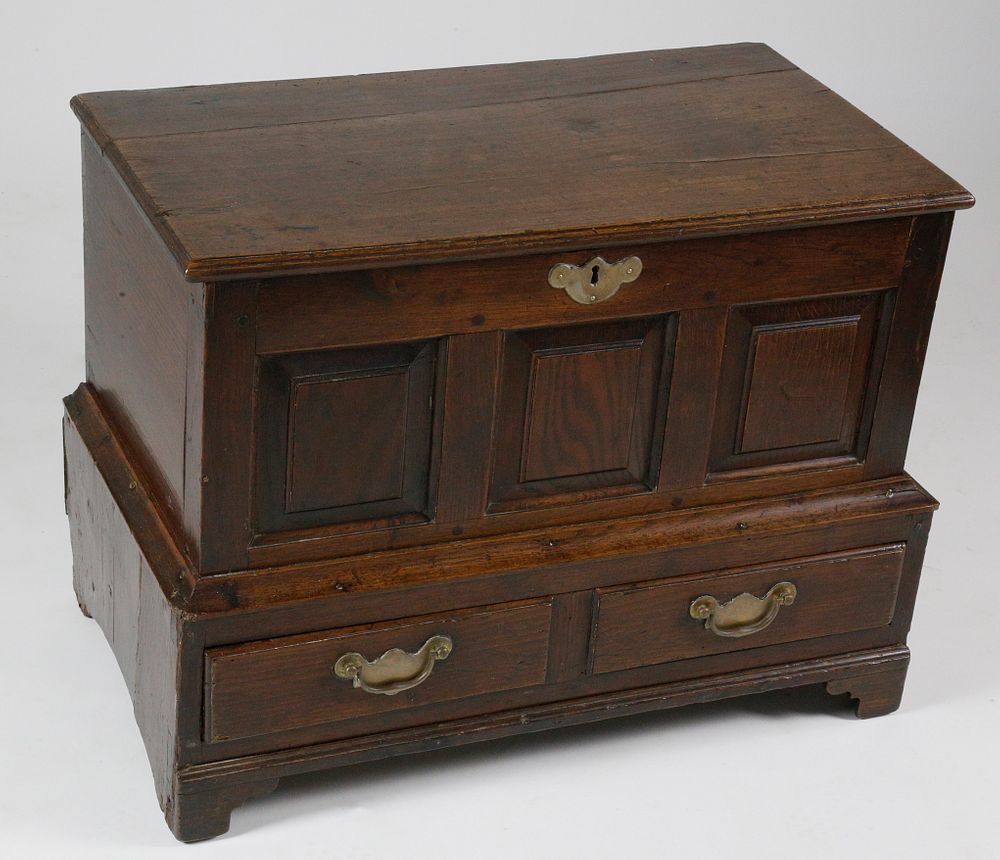 Appraisal: th c Diminutive English Elm Blanket Chest th Century Diminutive