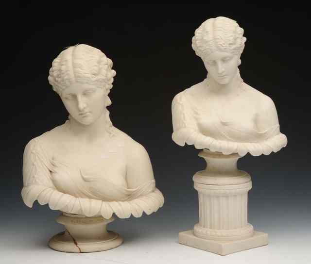 Appraisal: A PARIAN WARE BUST of Clytie after Delpech on a