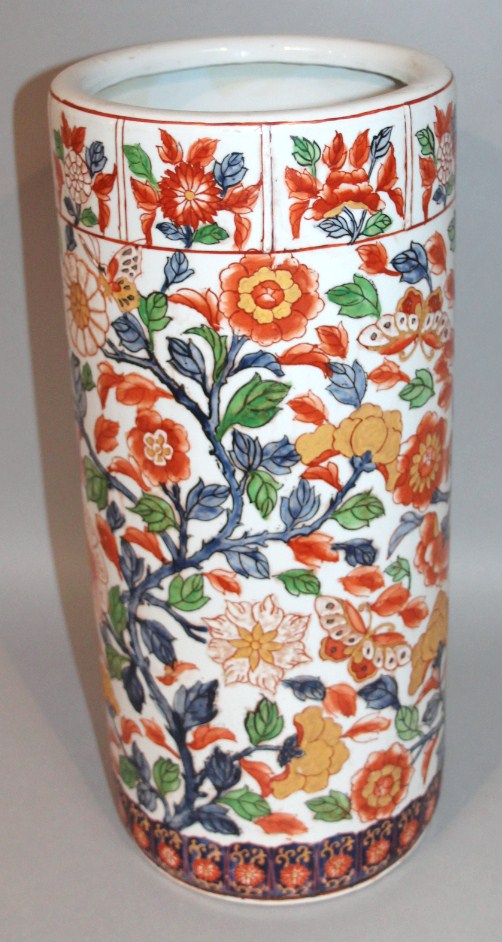 Appraisal: A thC Chinese porcelain stick barrel the cylindrical body heavily