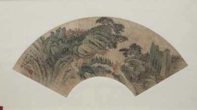 Appraisal: A Framed Chinese Fan Painting Removed from the sticks the