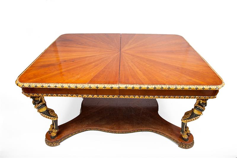 Appraisal: Russian Neoclassical Style Mahogany and Parcel-Gilt Extension Dining Table On