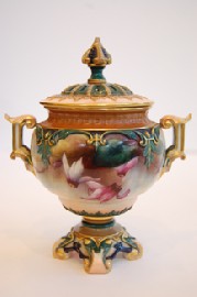 Appraisal: WORCESTER LIDDED POT POURRI VASE HAND PAINTED