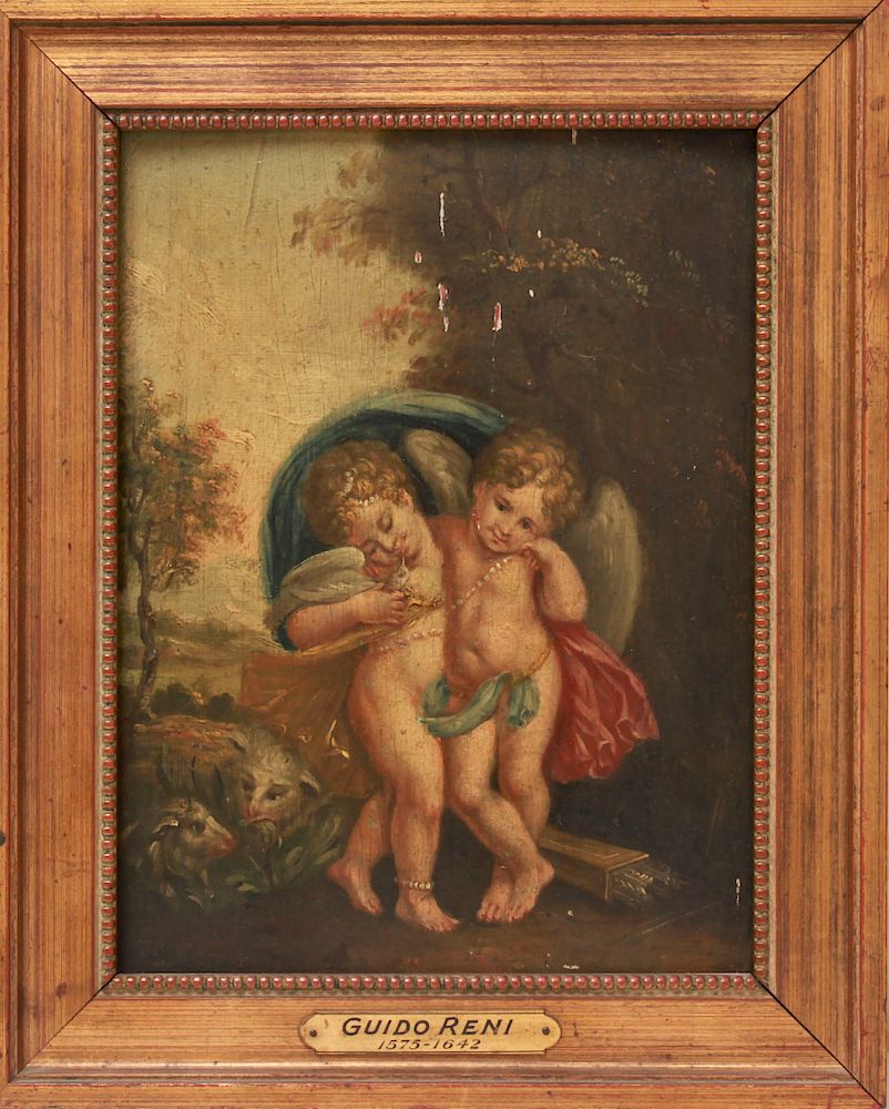 Appraisal: After Guido Reni Cupid Psyche Oil on Panel After Guido