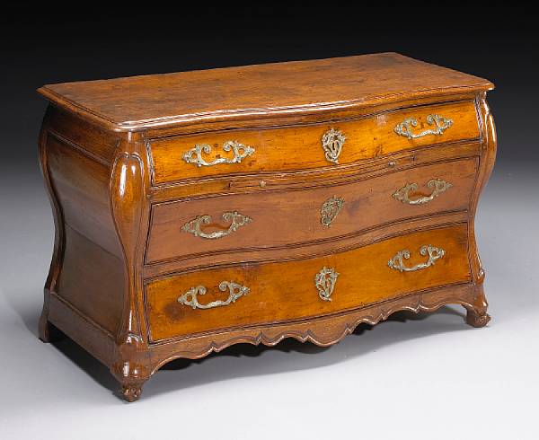 Appraisal: A Louis XV walnut commode mid th century The serpentine