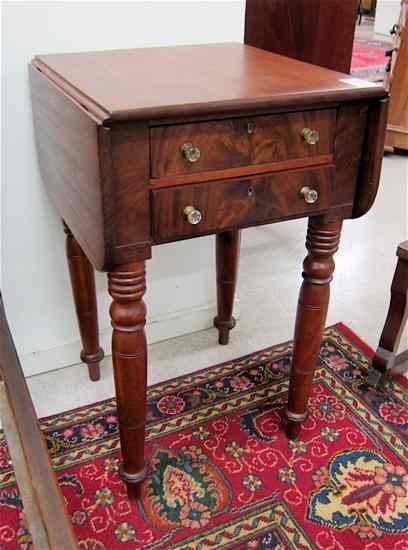 Appraisal: EMPIRE MAHOGANY DROP-LEAF WORK TABLE American second quarter of the