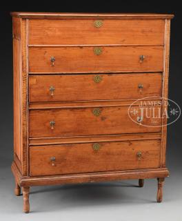 Appraisal: EARLY AMERICAN PINE THREE DRAWER BLANKET CHEST Mid th century