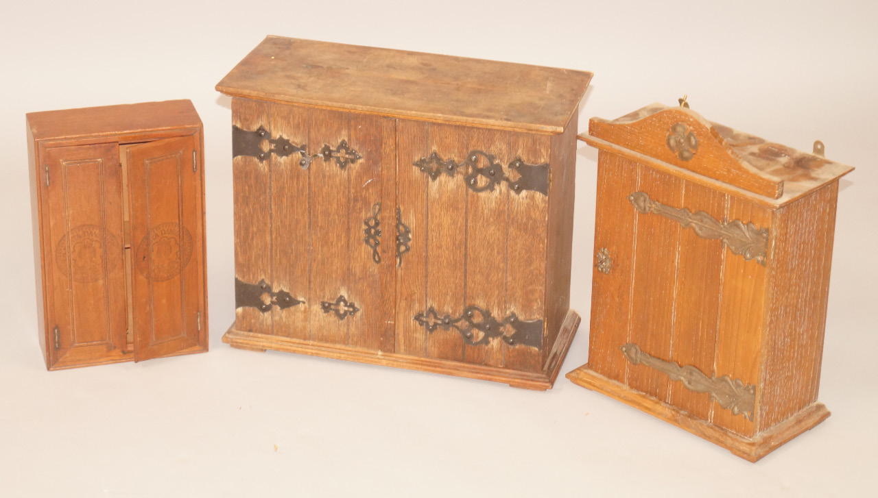 Appraisal: Three small smokers cabinets one early thC oak example with