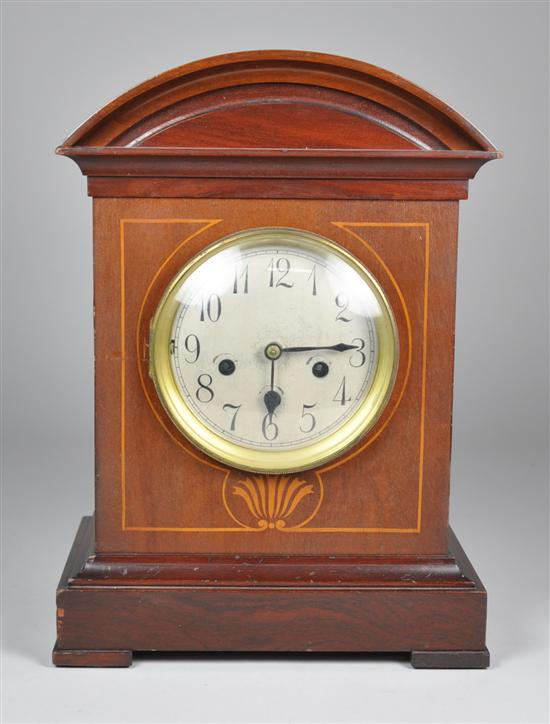 Appraisal: Junghans German Bracket Clock Circa Mahogany and hardwoods case Round