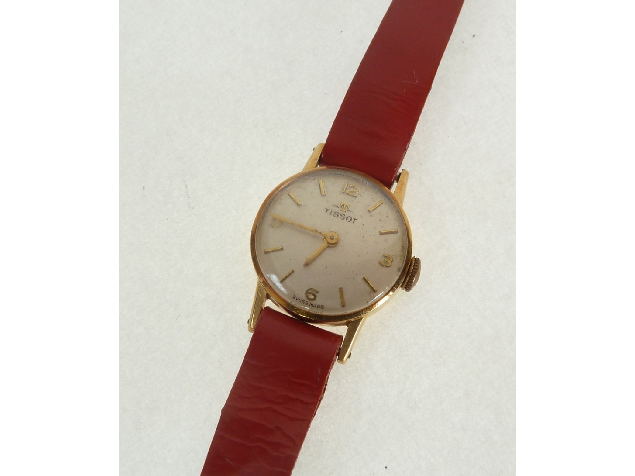 Appraisal: A LADY'S TISSOT CT GOLD WRIST WATCH Swiss movement the