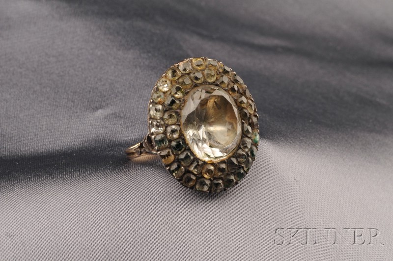 Appraisal: Antique Topaz Ring France c bezel-set with a foil-back oval-cut