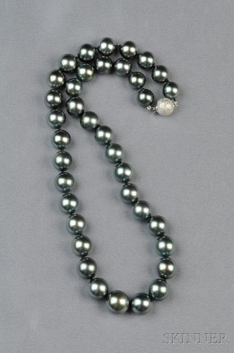 Appraisal: Tahitian Pearl Necklace composed of thirty-seven pearls graduating in size