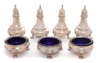 Appraisal: Three American Silver Salt Cellars and Four Casters Richard M