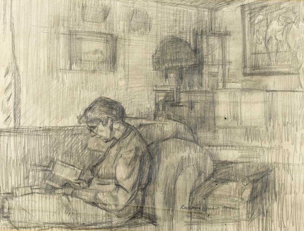 Appraisal: RUSKIN SPEAR RA - INTERIOR WITH A LADY READING A