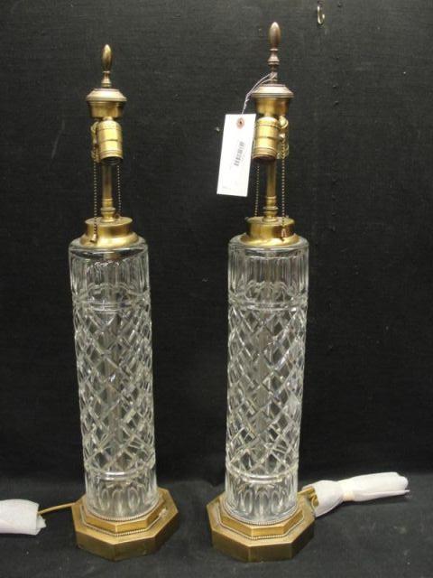 Appraisal: Pair of Tall Cut Glass Lamps From an East th