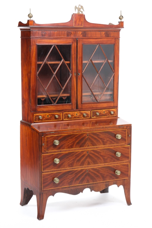 Appraisal: AMERICAN HEPPLEWHITE LADIES SECRETARY Late th-early th century mahogany and