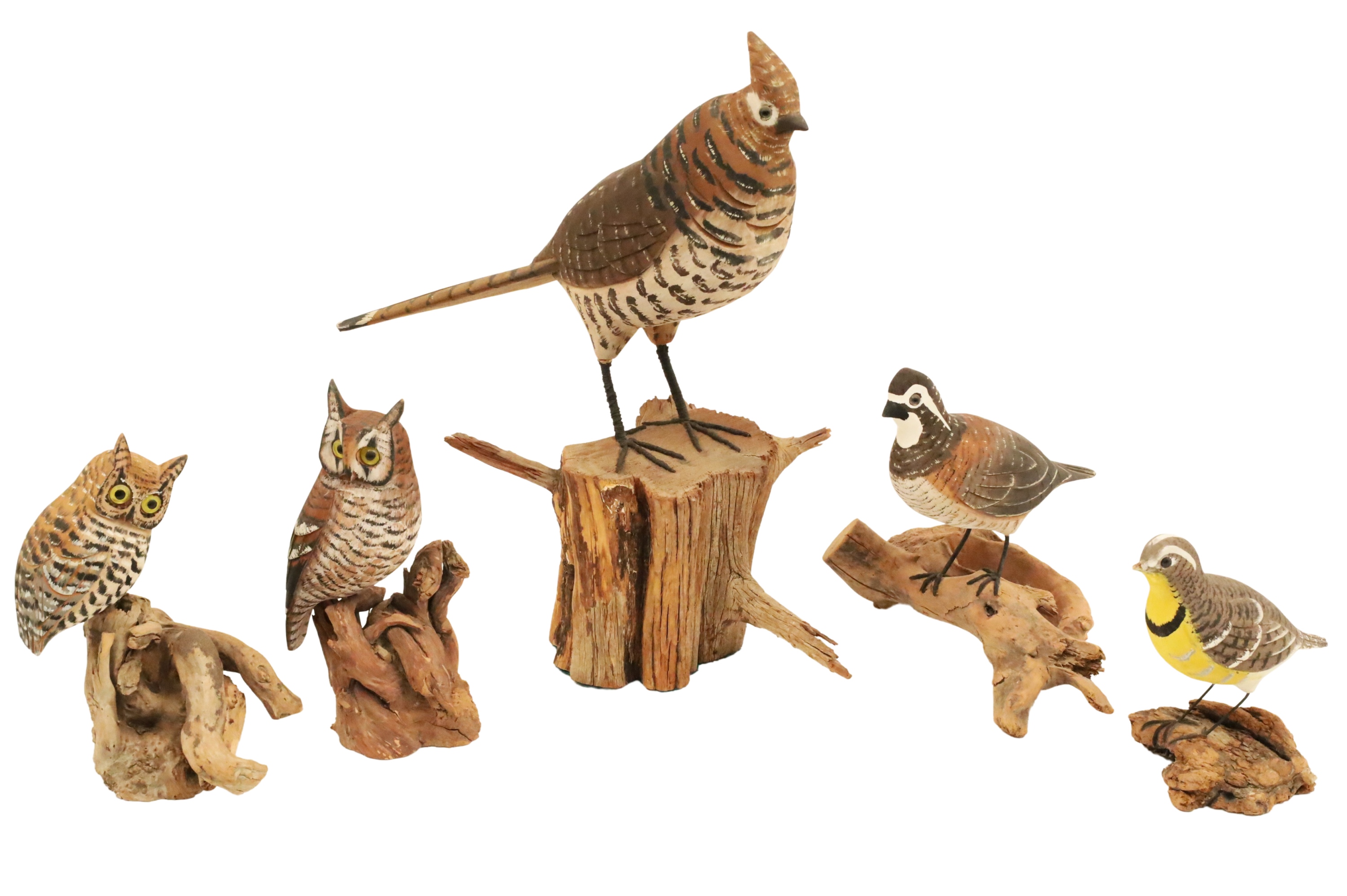 Appraisal: Group of carved wood folk art bird models by Rockwood