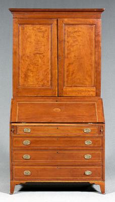 Appraisal: Kentucky inlaid cherry desk bookcase upper case with figured cherry