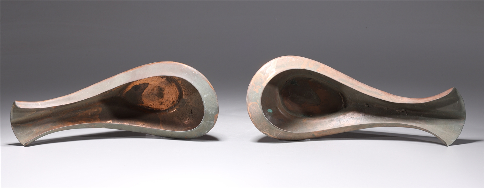 Appraisal: Pair Small Antique Yoni Hindi Copper Water Vessel yoni shape