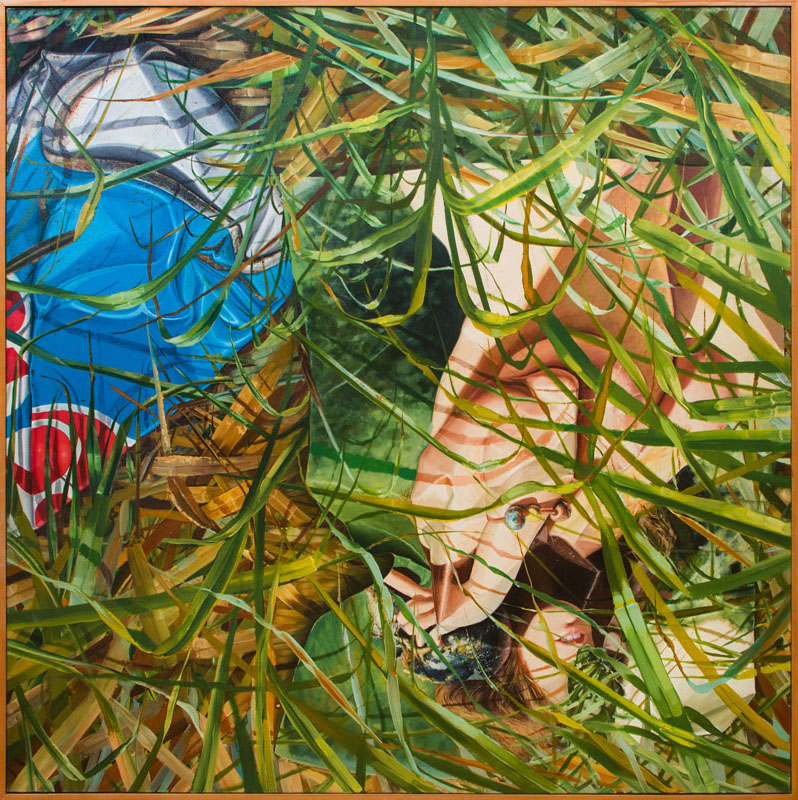 Appraisal: MICHAEL ECONOMOS b UNTITLED FROM GRASS SCENES Acrylic on canvas