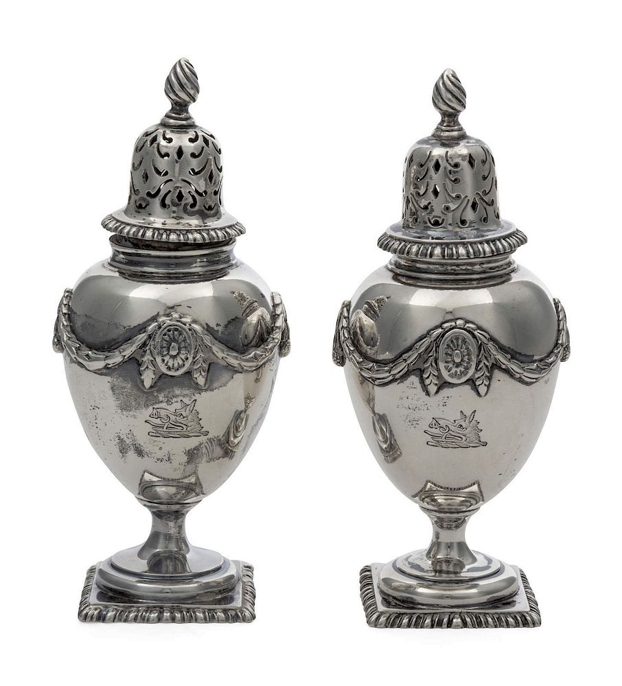 Appraisal: A Pair of Edwardian Silver Casters Carrington A Pair of