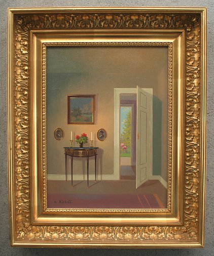 Appraisal: BIRKSO Carl Danish th C Interior Scene OIL C ''