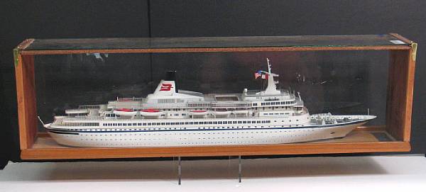 Appraisal: A wooden hull waterline model of the Royal Viking Star's