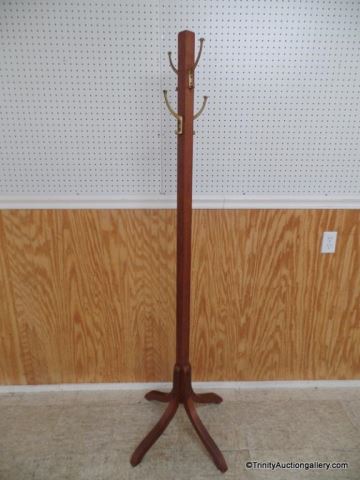 Appraisal: Coat Hat Rack Oak Wood Four footed and four iron