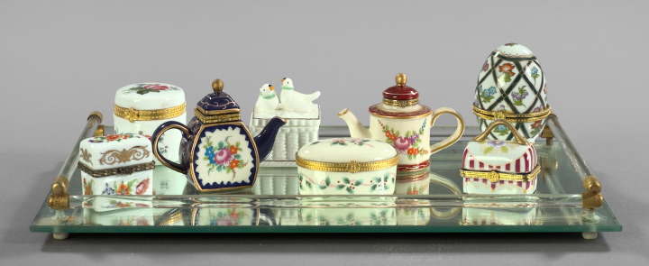 Appraisal: Interesting Collection of Eight Limoges-Style Porcelain Boxes consisting of a