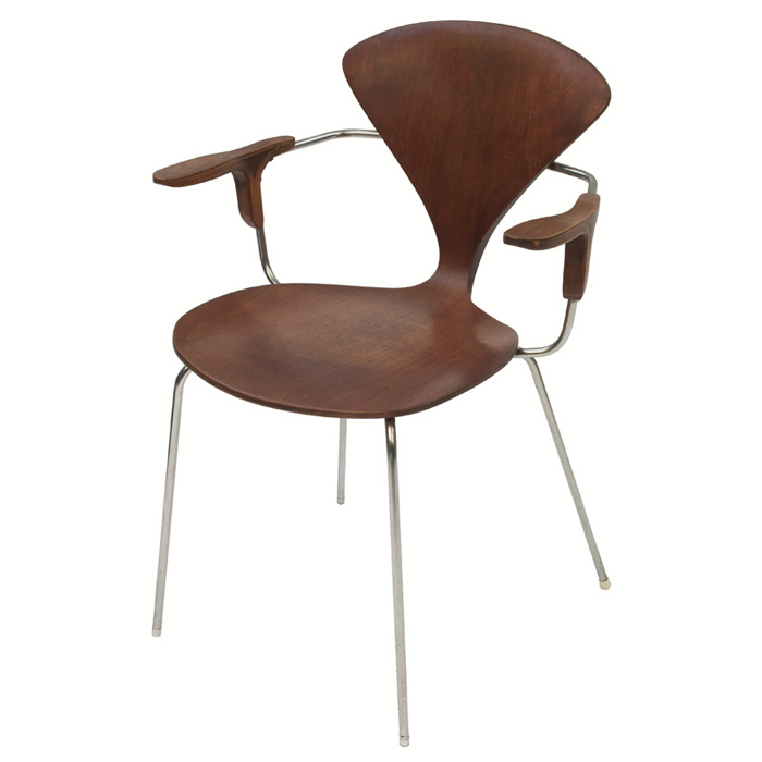 Appraisal: Norman Cherner armchair by Plycraft molded walnut plywood seat back