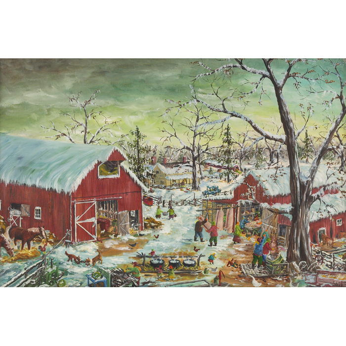 Appraisal: Gerald Lee Nees American b Farm Scene c oil on