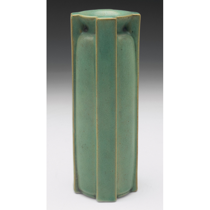 Appraisal: Small Teco vase designed by W Gates four buttress shape