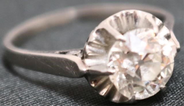 Appraisal: KT WHITE GOLD RING TESTED SOLITAIRE CTPLUS IN A FLUTED