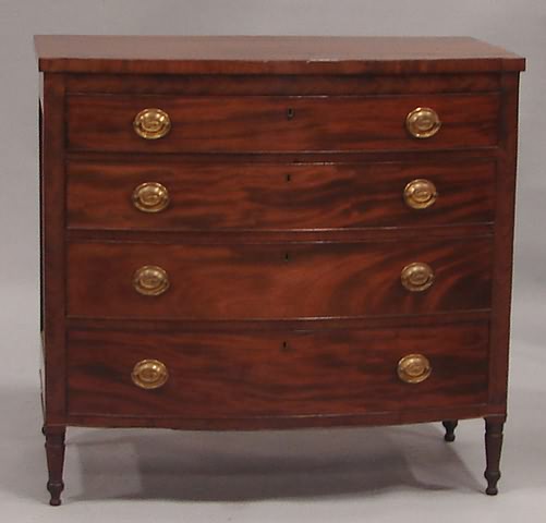 Appraisal: Four cock-beaded drawers with oval brasses chevron veneered pilasters short