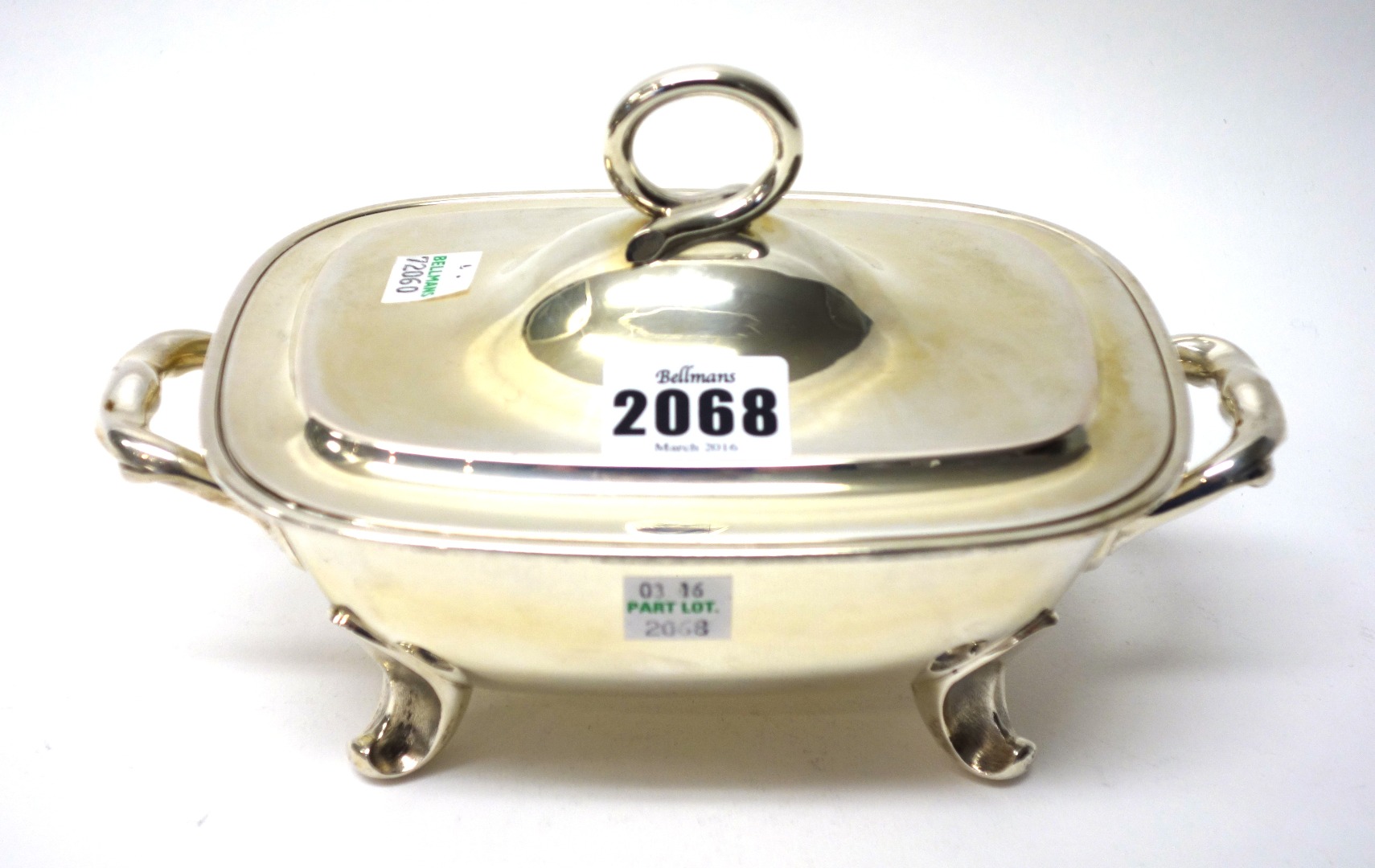 Appraisal: An Italian lidded sauce tureen of twin handled curved rectangular