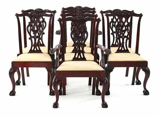 Appraisal: Set of eight Centennial Chippendale style dining chairs late th