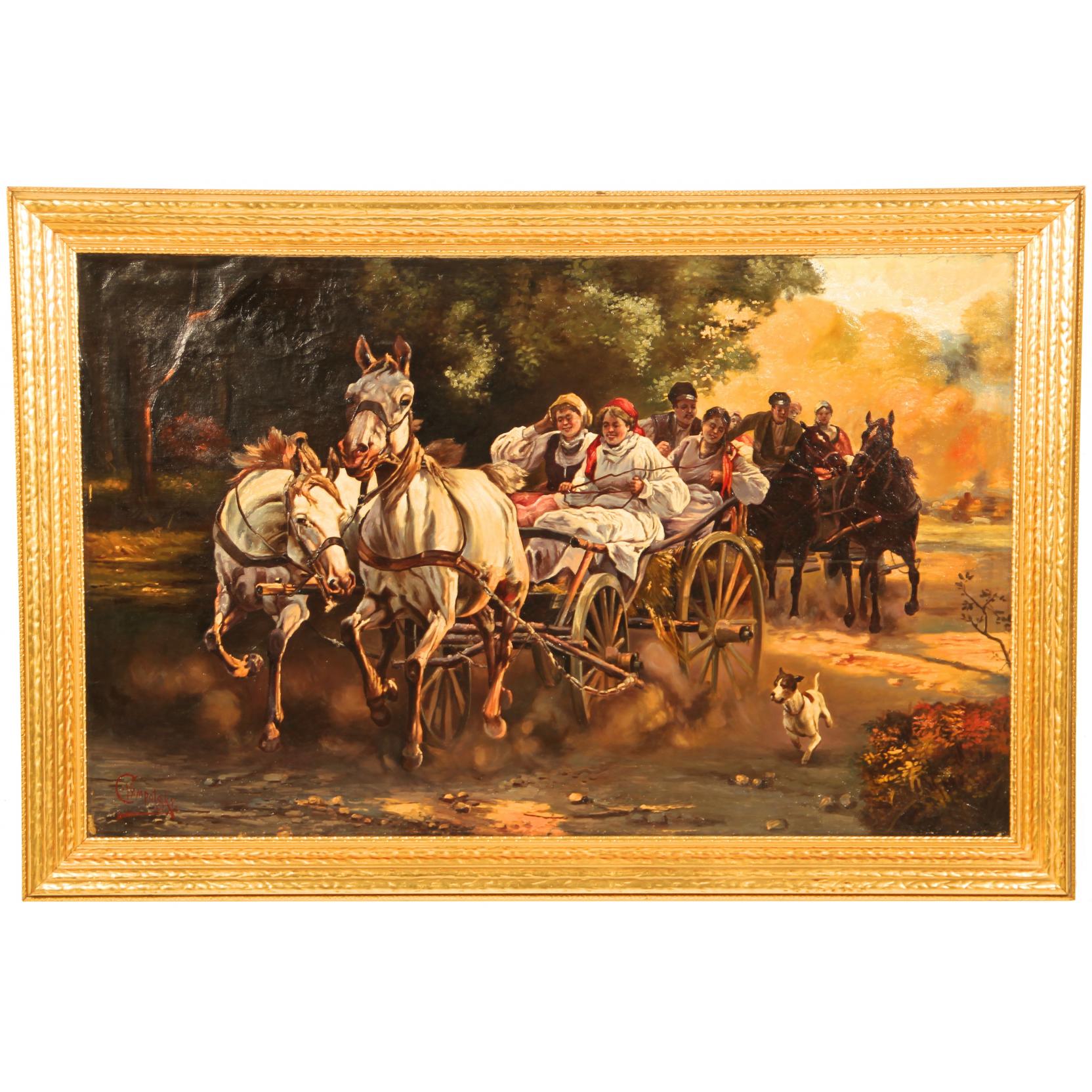 Appraisal: C Jampolsky Polish Springtime Frivolity oil on canvas signed at