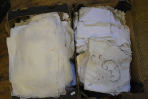 Appraisal: Two boxes containing several sets of table napkins linen damask