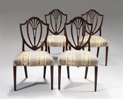 Appraisal: Four Federal mahogany shield-back side chairs baltimore maryland early th