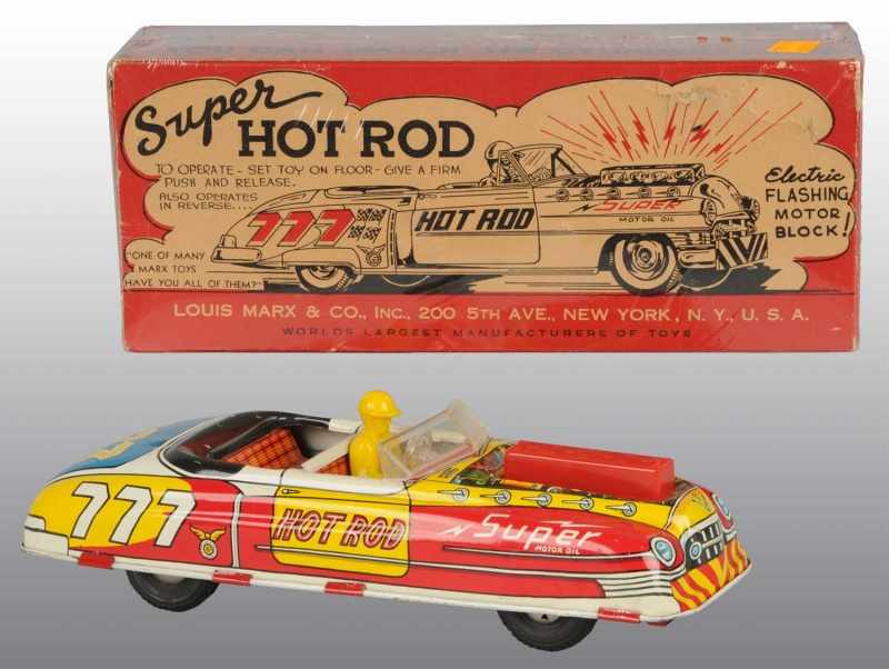 Appraisal: Tin Litho Marx Super Hot Rod Car Friction Toy Description