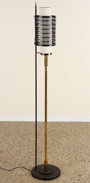 Appraisal: MID CENTURY MODERN BRASS IRON FLOOR LAMP C A mid